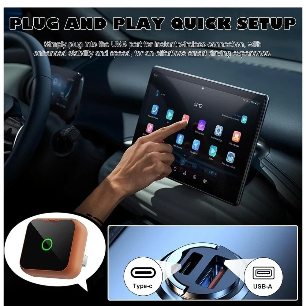 2-in-1 Wireless CarPlay Android Auto Adapter, Plug & Play Wired to Wireless...‎